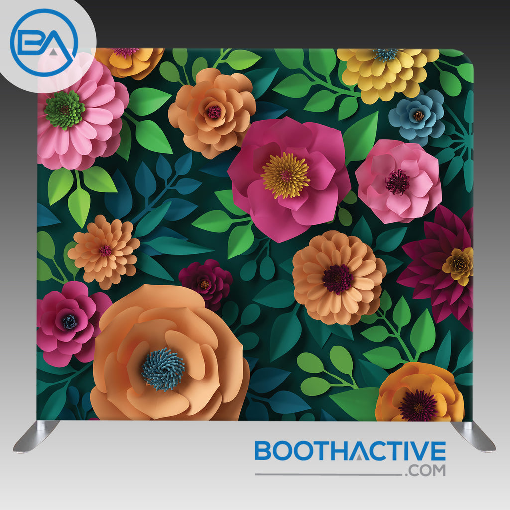 8' x 8' Backdrop - 3D Flowers - Colorful