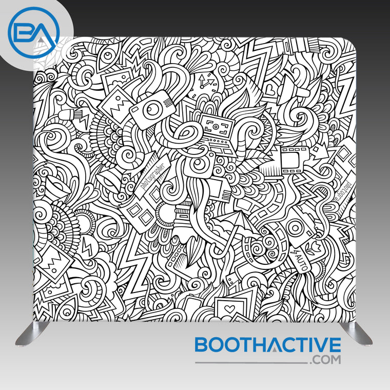 8' x 8' Backdrop - Cartoon - Black/White