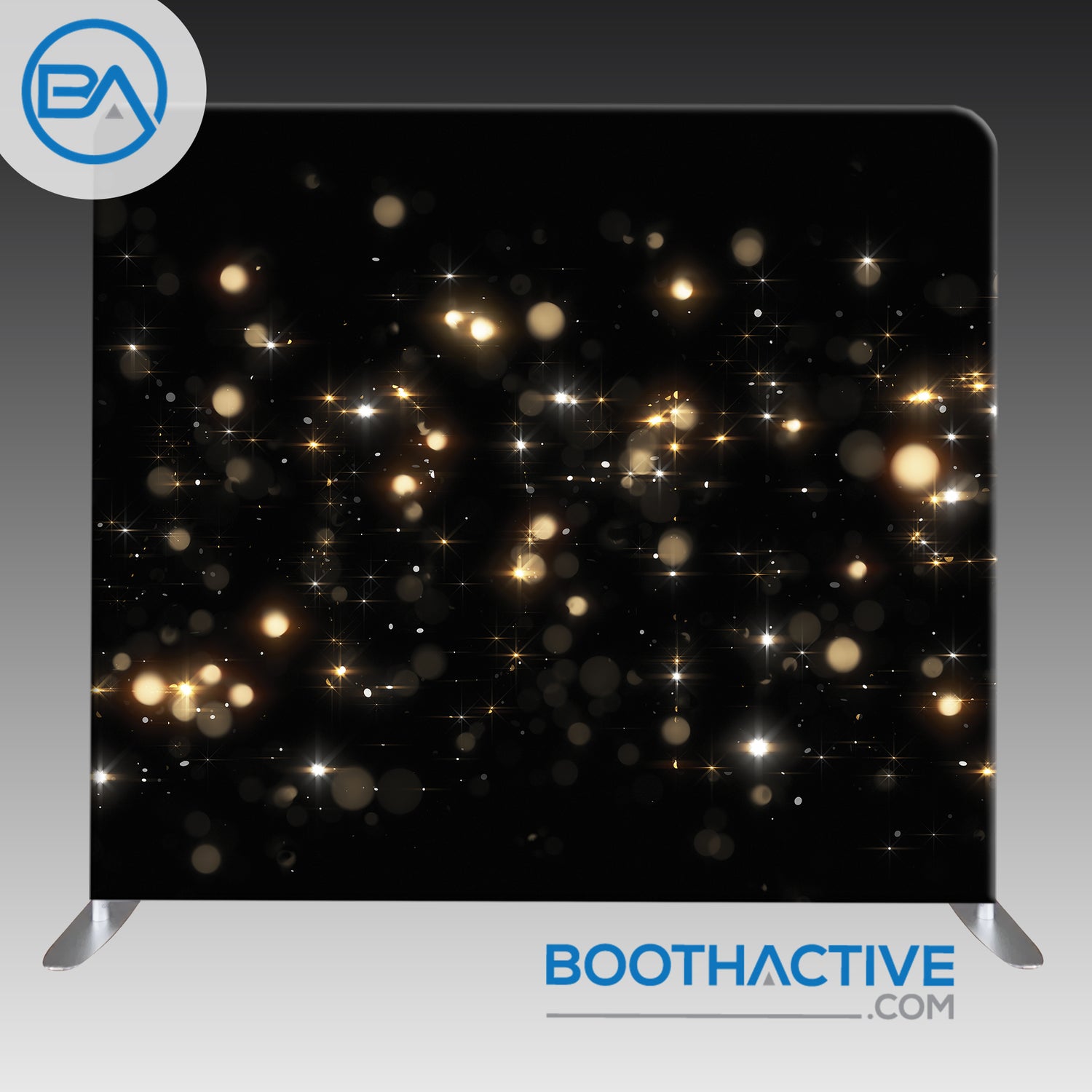 8' x 8' Backdrop - Black & Gold Sparkles