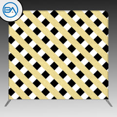 8' x 8' Backdrop - Ribbons - Black & Gold - BoothActive
