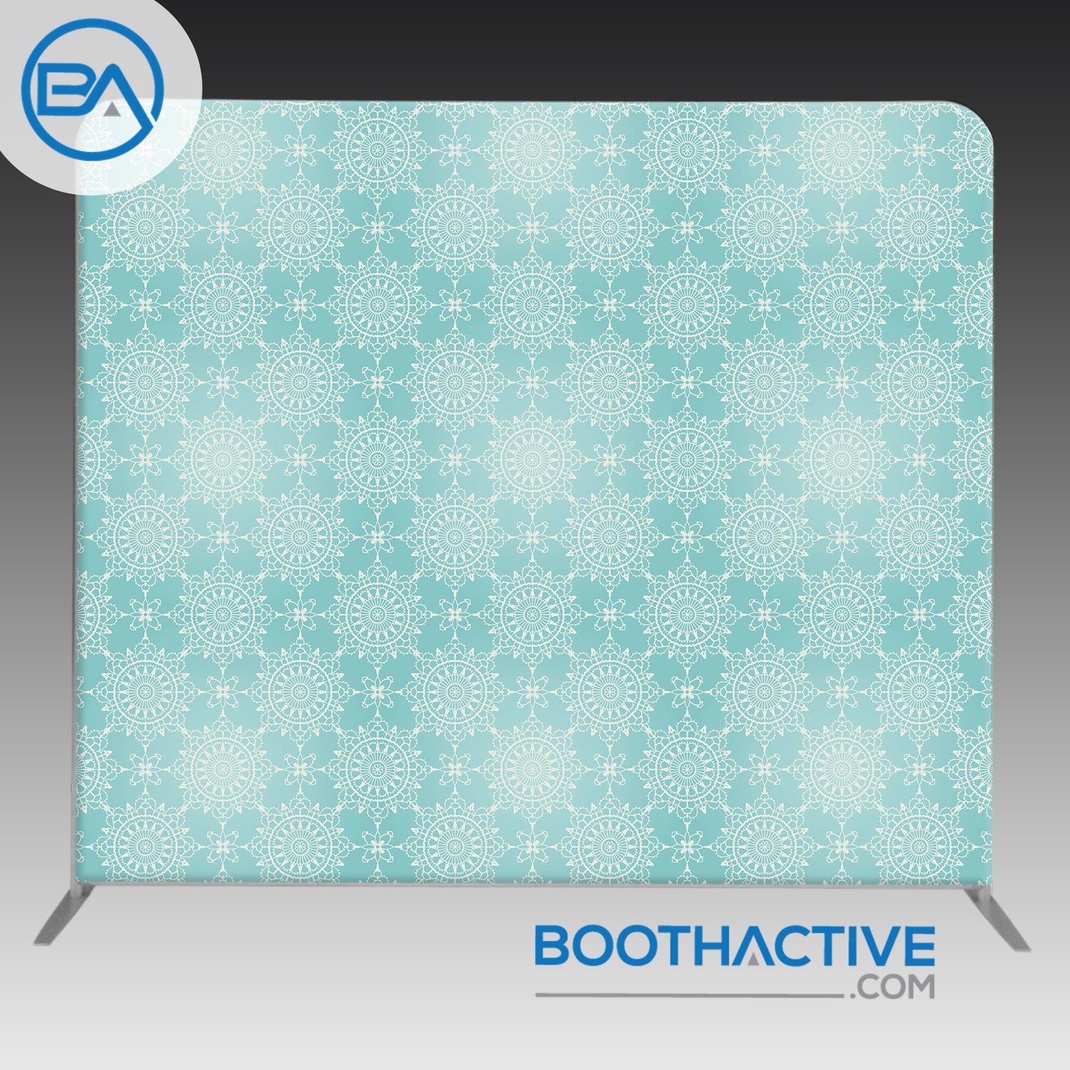8' x 8' Backdrop - Flowers - Blue Ornaments - BoothActive