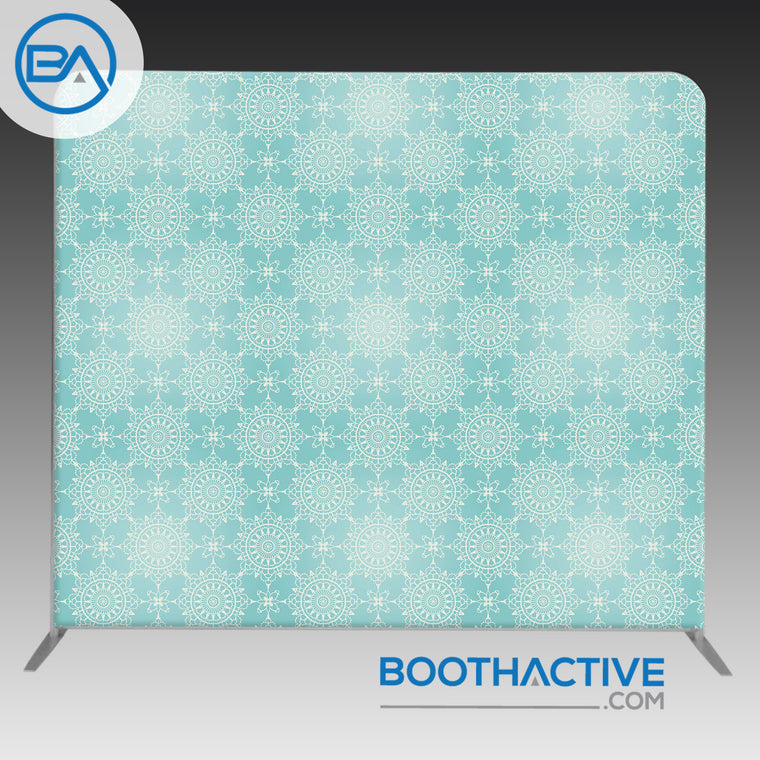 8' x 8' Backdrop - Flowers - Blue Ornaments