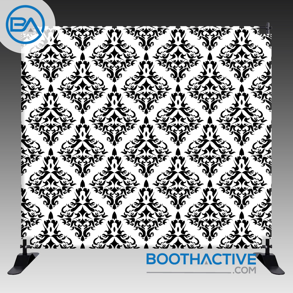 8' x 8' Backdrop - Damask - Black/White - BoothActive