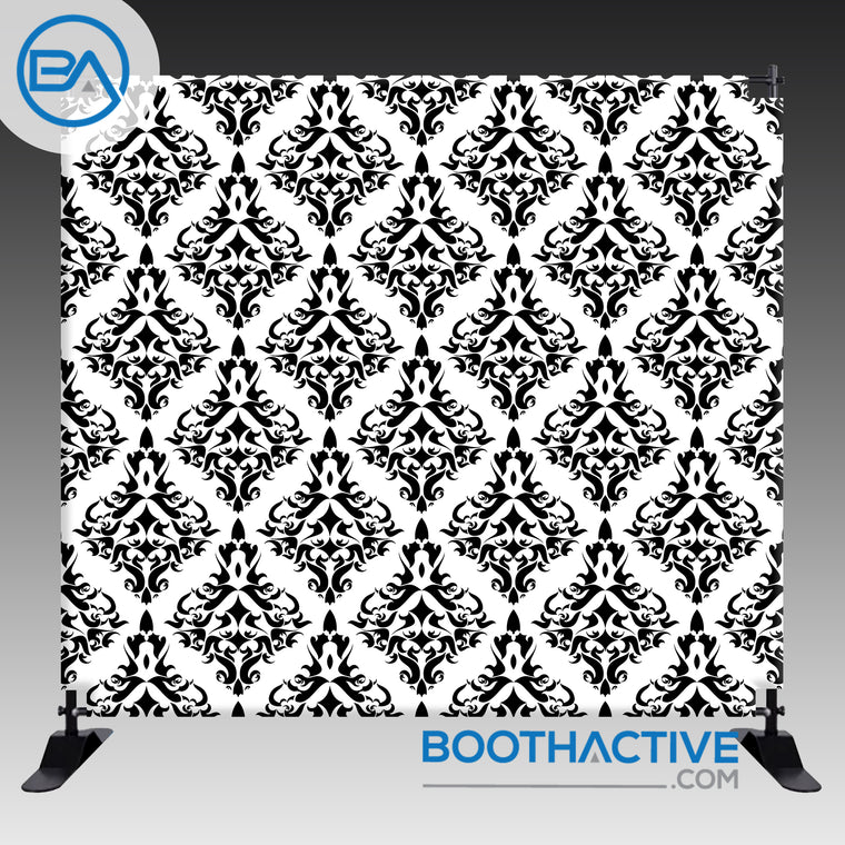 8' x 8' Backdrop - Damask - Black/White - BoothActive