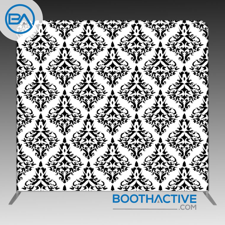 8' x 8' Backdrop - Damask - Black/White