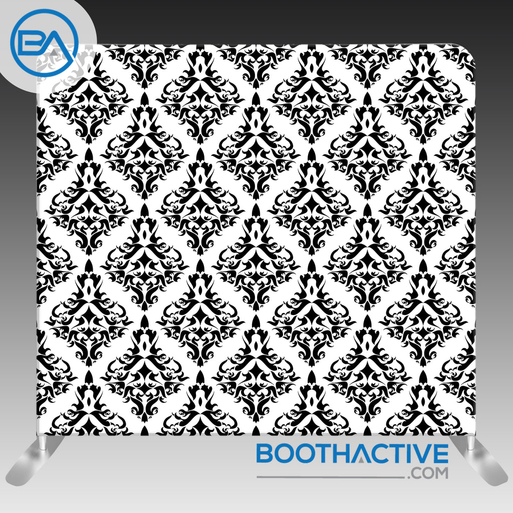 8' x 8' Backdrop - Damask - Black/White - BoothActive