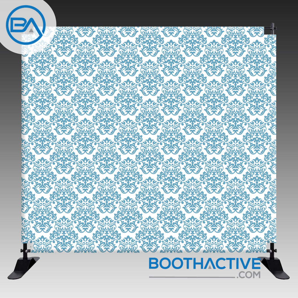 8' x 8' Backdrop - Damask - Blue - BoothActive