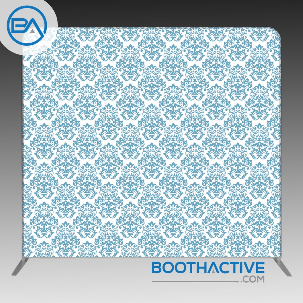 8' x 8' Backdrop - Damask - Blue - BoothActive