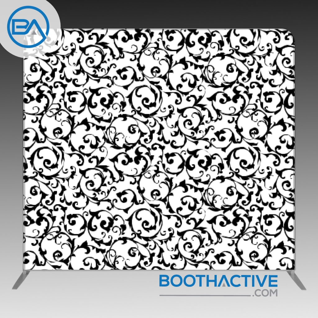 8' x 8' Backdrop - Damask - Black/White2 - BoothActive