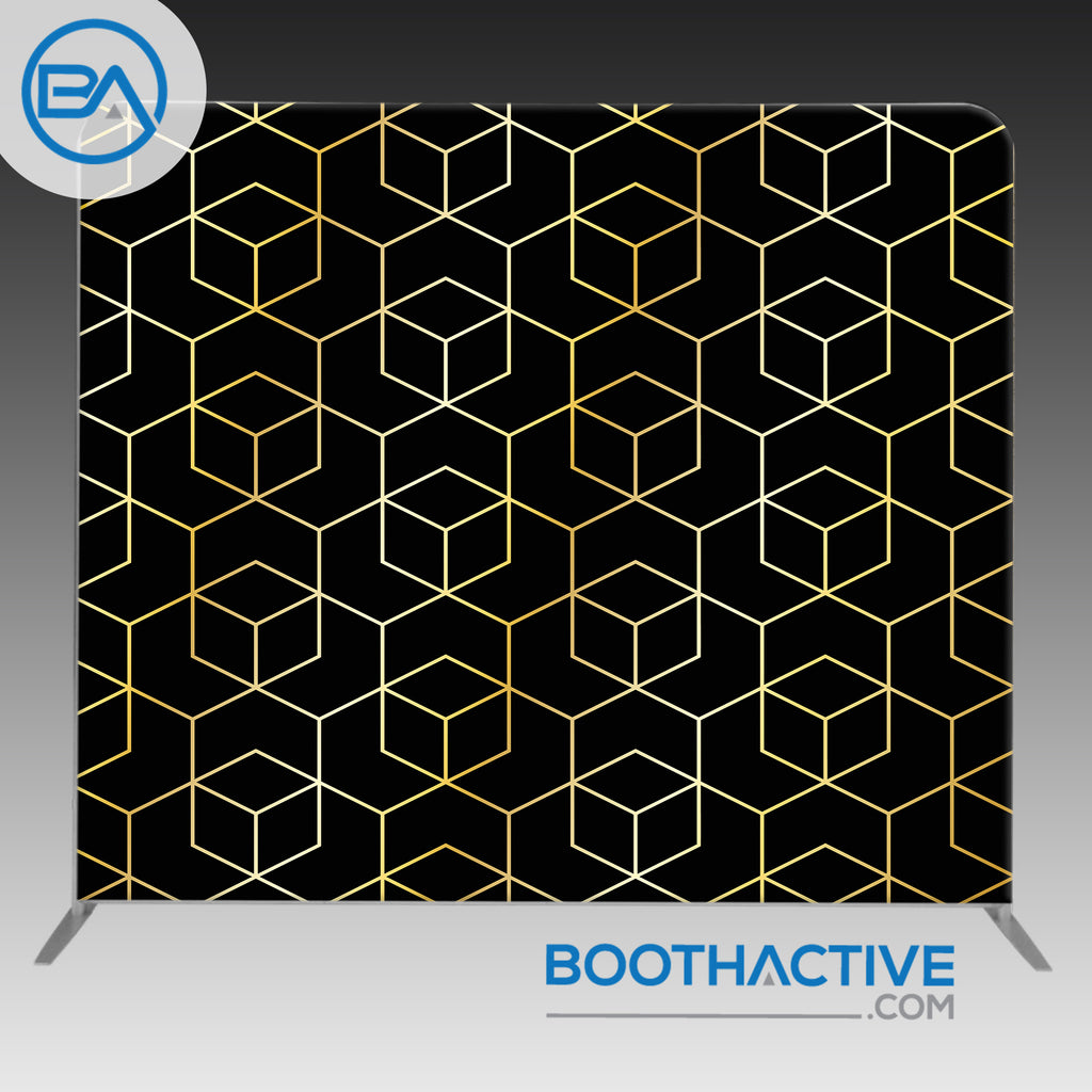 8' x 8' Backdrop - Geometric - Gold 4 - Black