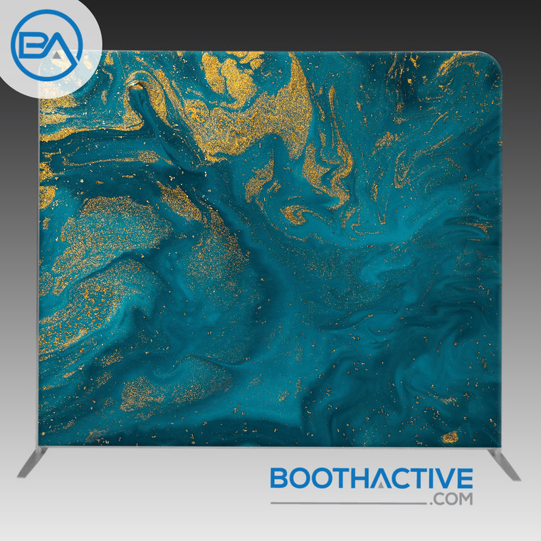 8' x 8' Backdrop - Marble - Blue & Gold