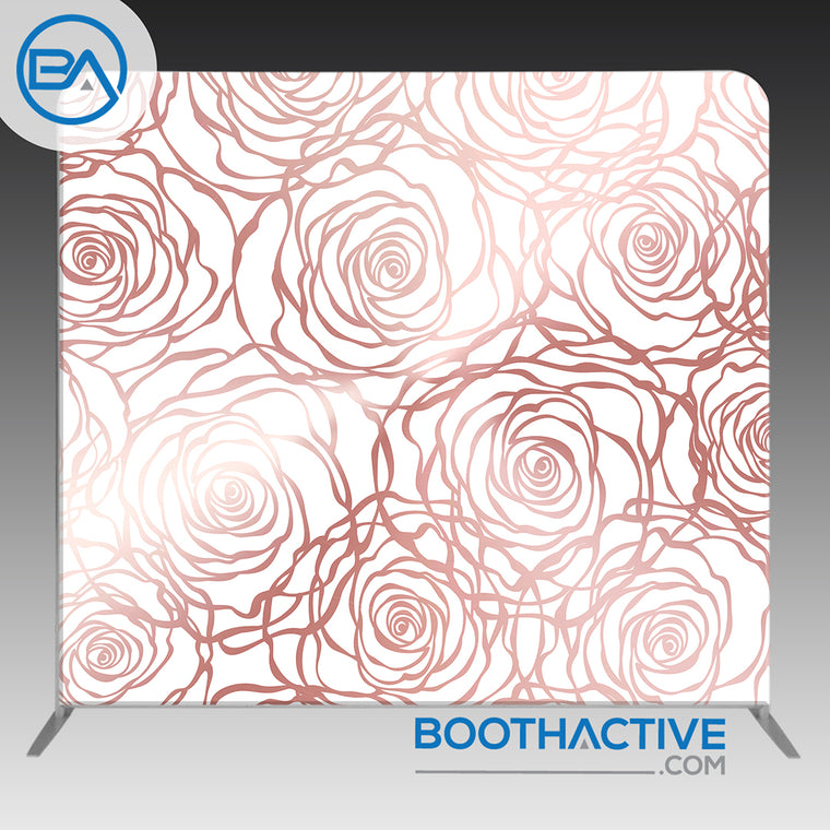 8' x 8' Backdrop - Flowers - Rose Gold
