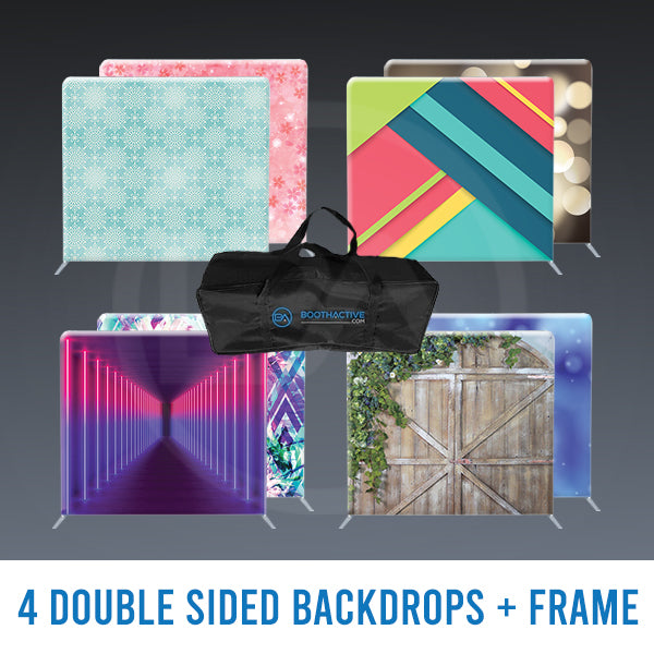 4x DOUBLE SIDED Backdrop + Frame BUNDLE - 8' x 8'