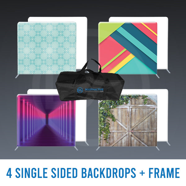 4x SINGLE SIDED Backdrop + Frame BUNDLE - 8' x 8'
