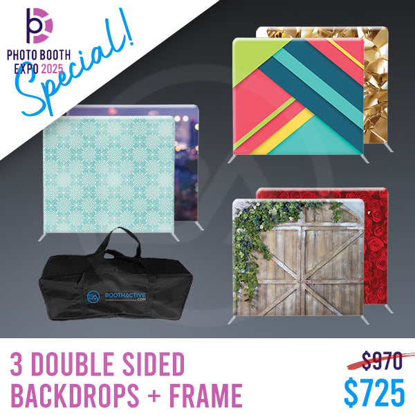 3x DOUBLE SIDED Backdrop + Frame BUNDLE - 8' x 8' PBX SPECIAL