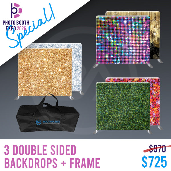 3x DOUBLE SIDED Backdrop + Frame BUNDLE - 8' x 8' PBX SPECIAL