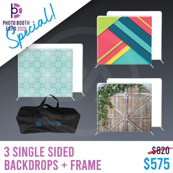 3x SINGLE SIDED Backdrop + Frame BUNDLE - 8' x 8' PBX SPECIAL