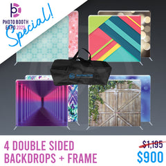 4x DOUBLE SIDED Backdrop + Frame BUNDLE - 8' x 8' PBX SPECIAL