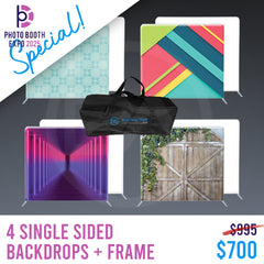 4x SINGLE SIDED Backdrop + Frame BUNDLE - 8' x 8' PBX SPECIAL