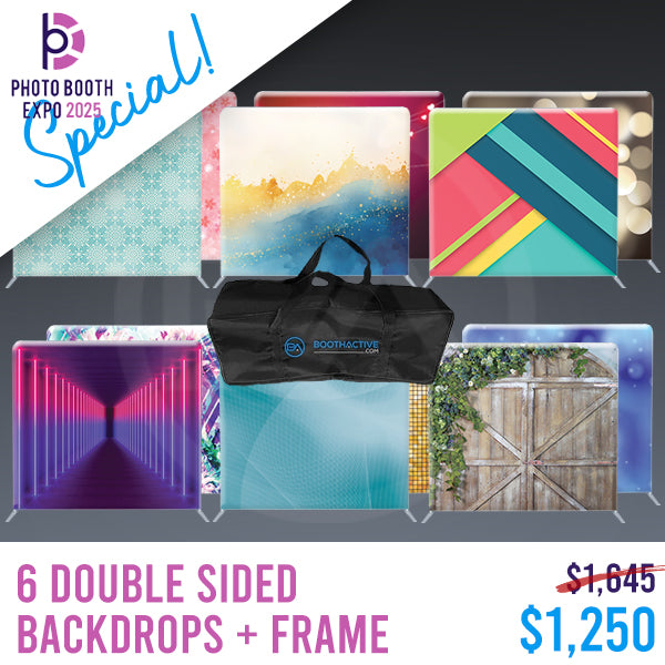 6x DOUBLE SIDED Backdrop + Frame BUNDLE - 8' x 8' PBX SPECIAL