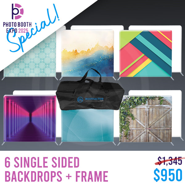 6x SINGLE SIDED Backdrop + Frame BUNDLE - 8' x 8' PBX SPECIAL