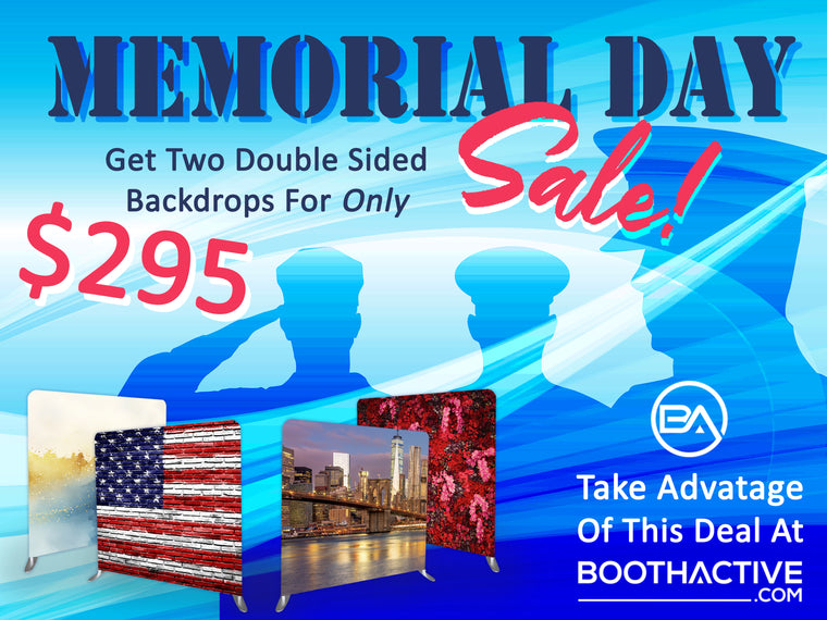 2x DOUBLE SIDED 8' x 8' Backdrop - Memorial Day 2025 Special