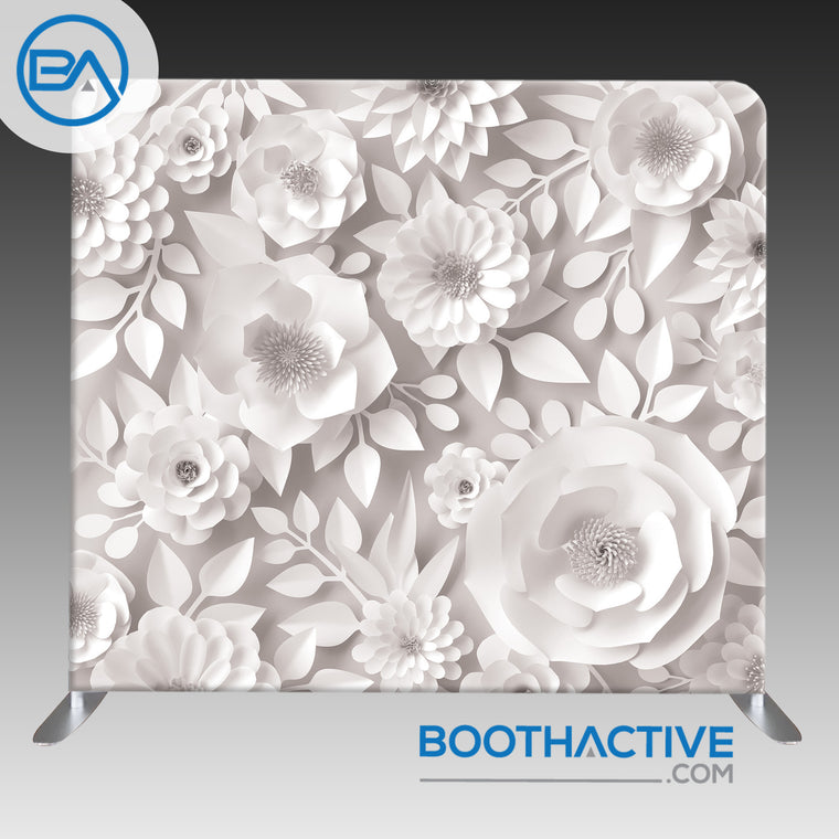 8' x 8' Backdrop - 3D Flowers - White