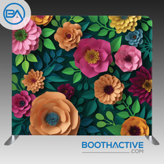 8' x 8' Backdrop - 3D Flowers - Colorful