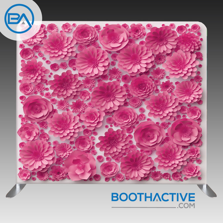 8' x 8' Backdrop - 3D Flowers - Pink
