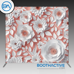 8' x 8' Backdrop - Flowers - White/Salmon - BoothActive