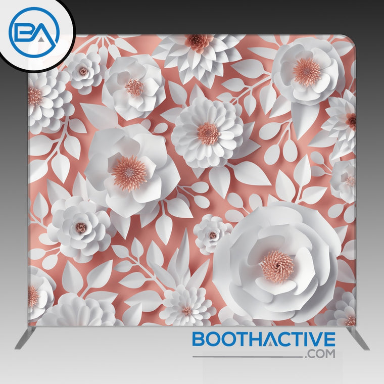 8' x 8' Backdrop - Flowers - White/Salmon