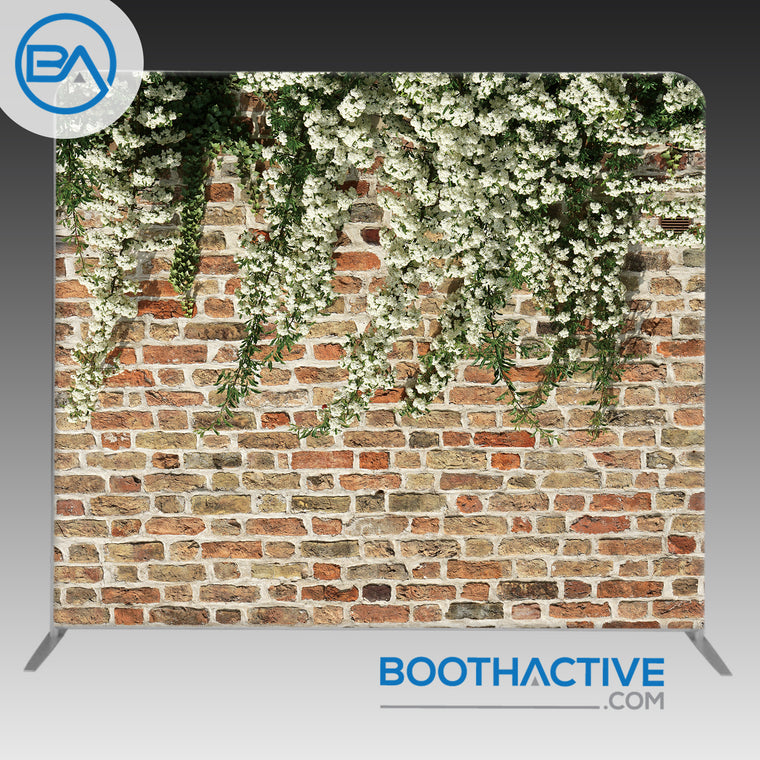 8' x 8' Backdrop - Floral Brick Wall