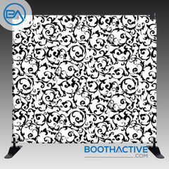 8' x 8' Backdrop - Damask - Black/White2 - BoothActive