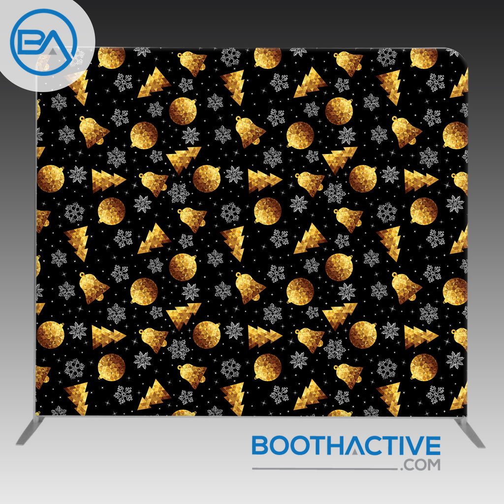 8' x 8' Backdrop - Holiday - Black & Gold - BoothActive