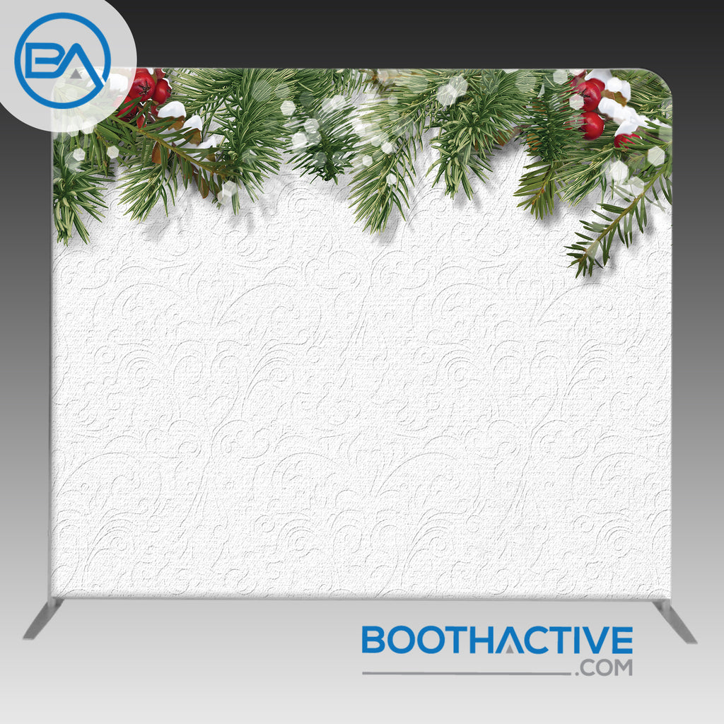 8' x 8' Backdrop - Holiday - Holly - BoothActive