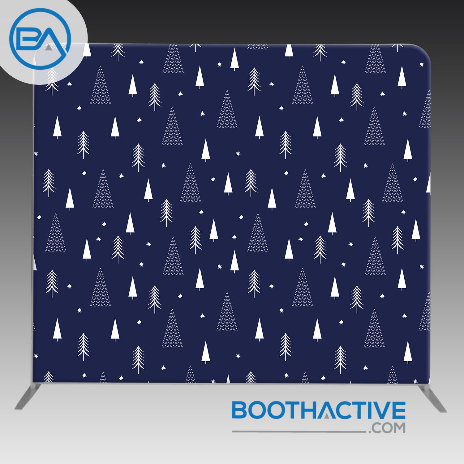 8' x 8' Backdrop - Holiday - Navy Trees - BoothActive