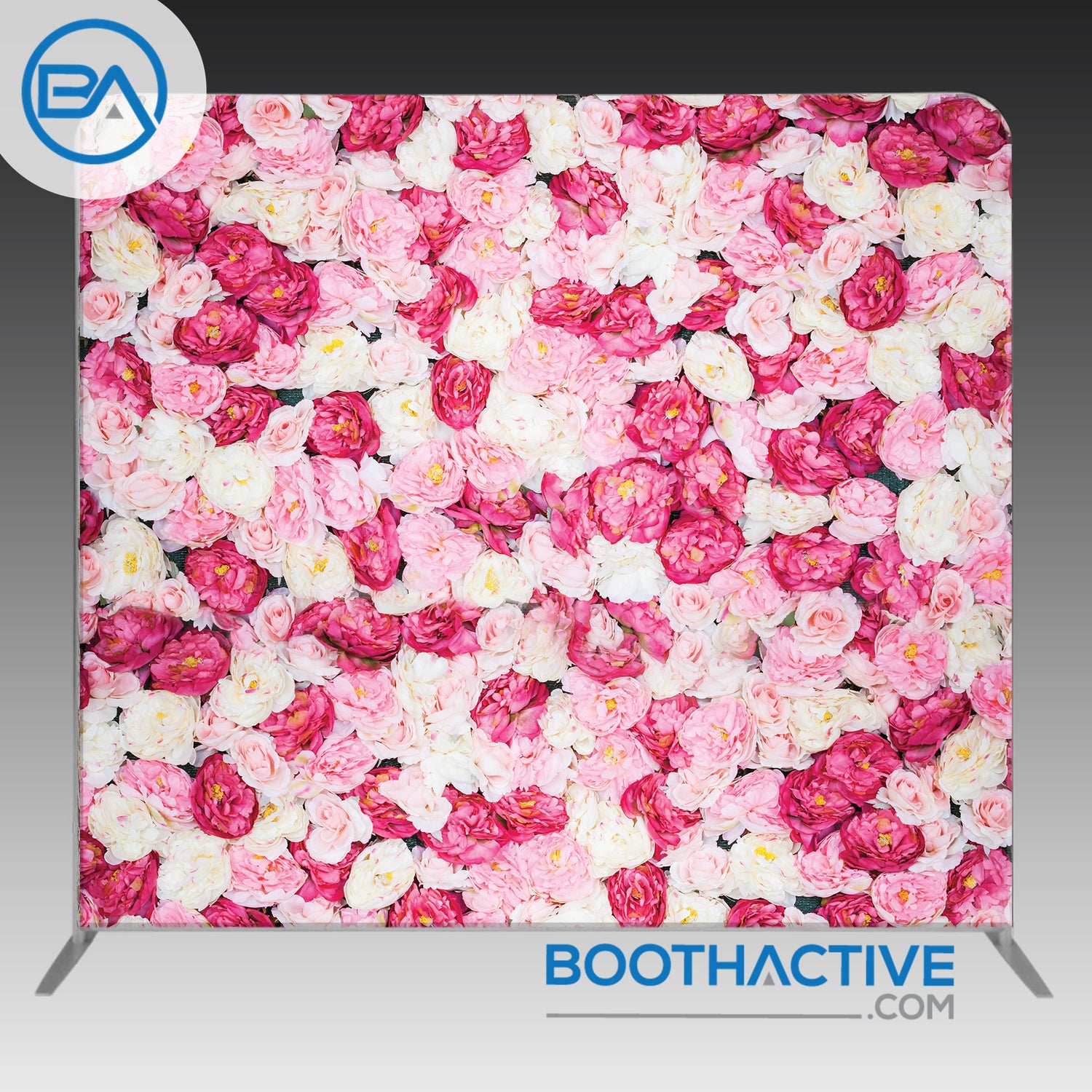 8' x 8' Backdrop - Flowers - Pink Peonies - BoothActive