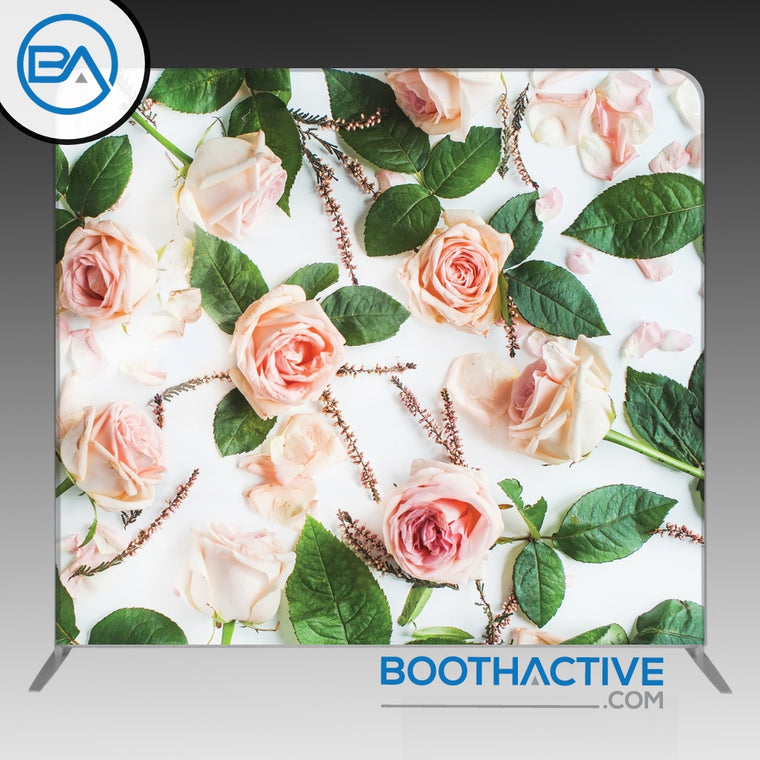 8' x 8' Backdrop - Roses - Pink/White