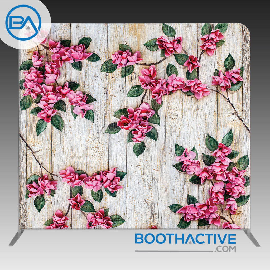 8' x 8' Backdrop - Flowers - Wood - BoothActive
