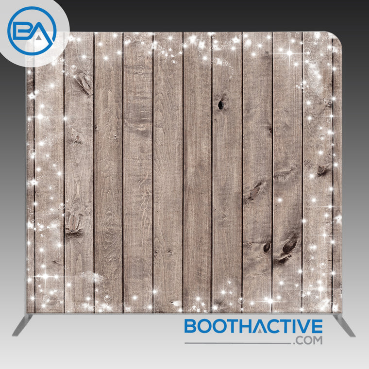 8' x 8' Backdrop - Wood planks w/ lights