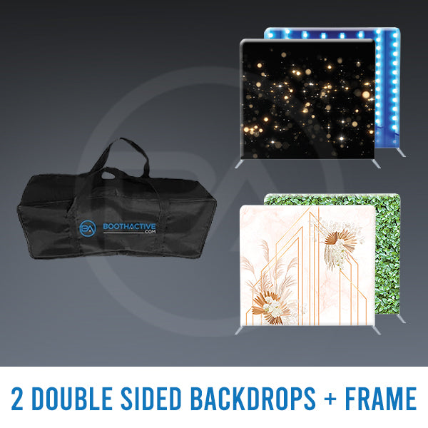 2x DOUBLE SIDED Backdrop + Frame BUNDLE - 8' x 8'